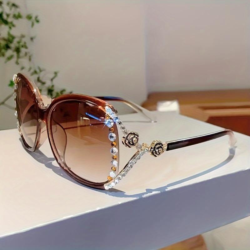 2026 New Arrival Women’s Camellia Rhinestone Glasses – Anti-Reflective Lenses Metal Hinges Elegant Daily Wear Eyewear, TikTokShopBlackFriday Christmas