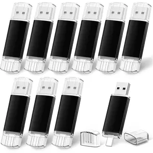 4GB USB C Flash Drive 10 Pack  Flash Drive Type C + USB A Thumb Drive Jump Drive 2-in-1 for  15/16, Android Phones, Tablet,,  (4GB, 10 Packs)