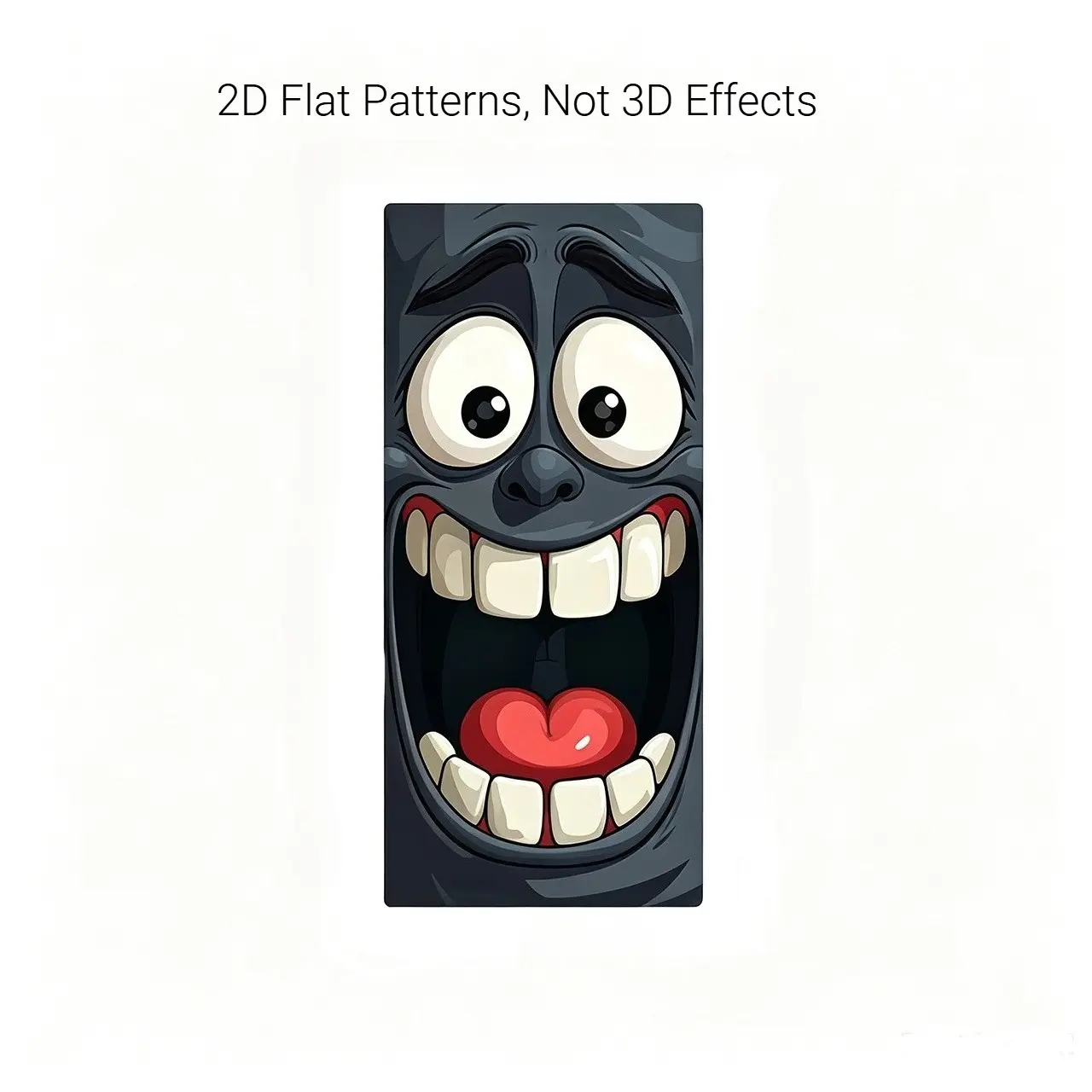 2D Flat Printing 37*82cm/14.57*32.28in/1pc Trash Can Sticker, Featuring a Big-eyed Grinning Funny Face Pattern Theme. This Matte Surface Sticker Is Suitable for Decorating Trash Cans and Walls Both Indoors and Outdoors, Making It Ideal for Modern