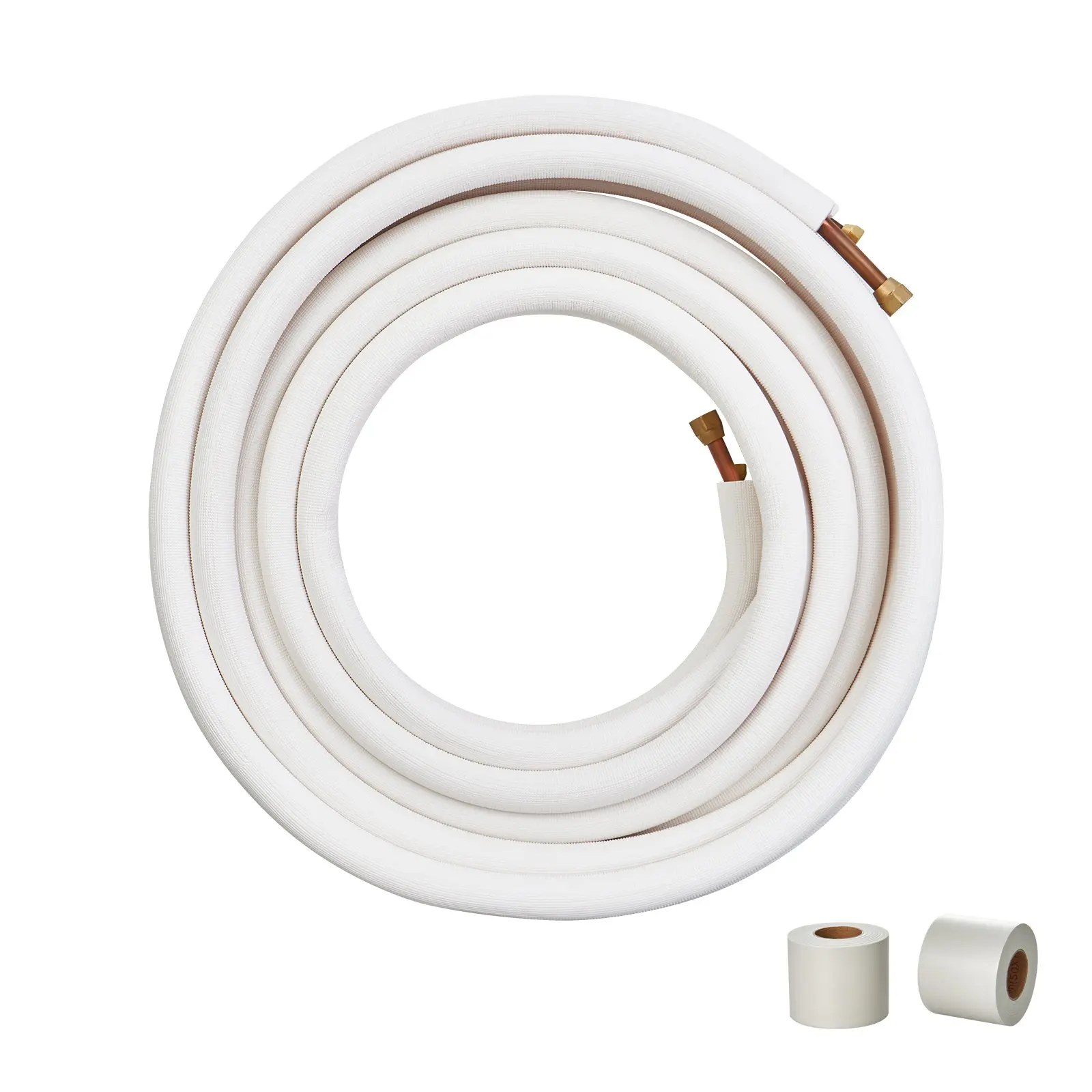 【DealsForYouDays】VEVOR 50FT Mini Split Line Set, 3/8" 5/8" O. D Copper Pipes Tubing and Triple-Layer Insulation, for Mini Split Air Conditioning Refrigerant or Heating Pump Equipment HVAC with Wrapping Strips.