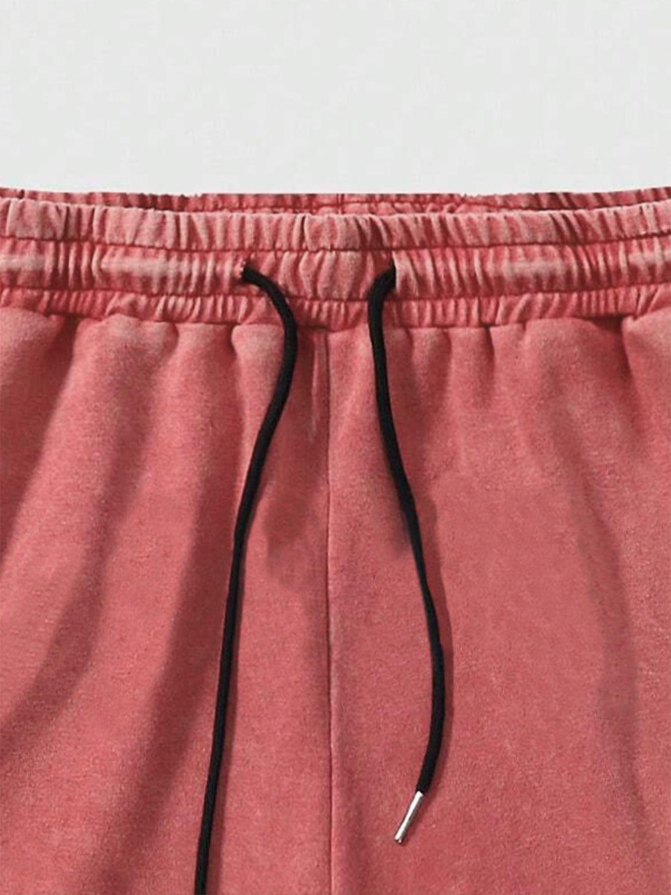 Men's Cross Print Washed Distressed Drawstring Waist Shorts, Loose Casual Street Style Graphic Shorts for Summer, Casual Streetwear Shorts, Men's Bottoms for Daily Wear