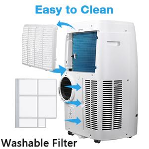 COWSAR Portable Air Conditioner, 12000 BTU/13000 BTU for Room up to 550sq. ft-600 sq. ft, Dehumidifier & Fan, Portable AC with 3 Fan Speeds, Automatic Louver Sweep,24H Timer, Remote Control, ECO