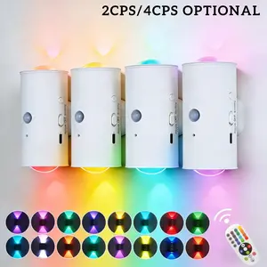 4 /2 Smart LED Night Lights with Remote Control & Motion Sensor - Adjustable RGB Wall Light, Rechargeable Night Lamp for Bedroom Gaming Room Atmosphere, Modern Mood Lighting, Indoor Stair Hallway Lighting, Valentine's & Ramadan Festive Decor, Nightlight