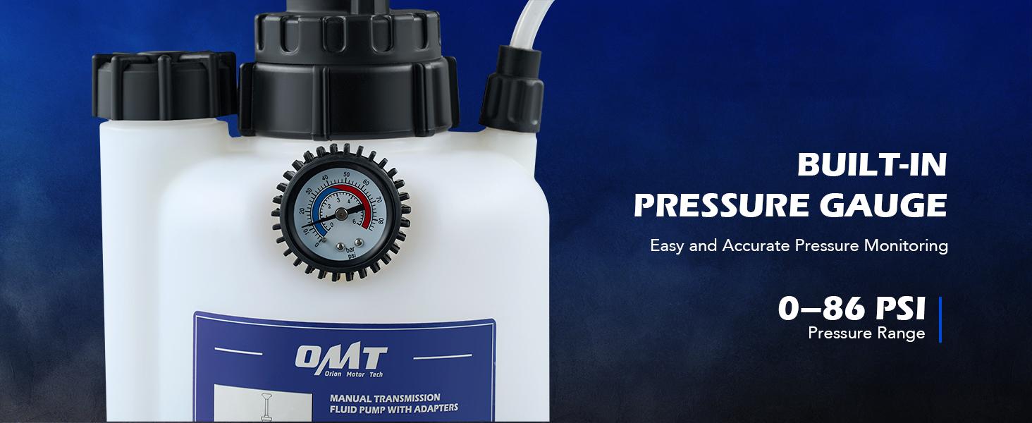 OMT Transmission Fluid Pump 2 Way Manual ATF Refill System Dispenser, Oil and Liquid Extractor 3L Capacity,Automatic Transmission Fluid Pump Tool Set with Pressure Gauge & 12 Pieces ATF Filler Adapters, Automotive Fluids Vacuum Evacuation