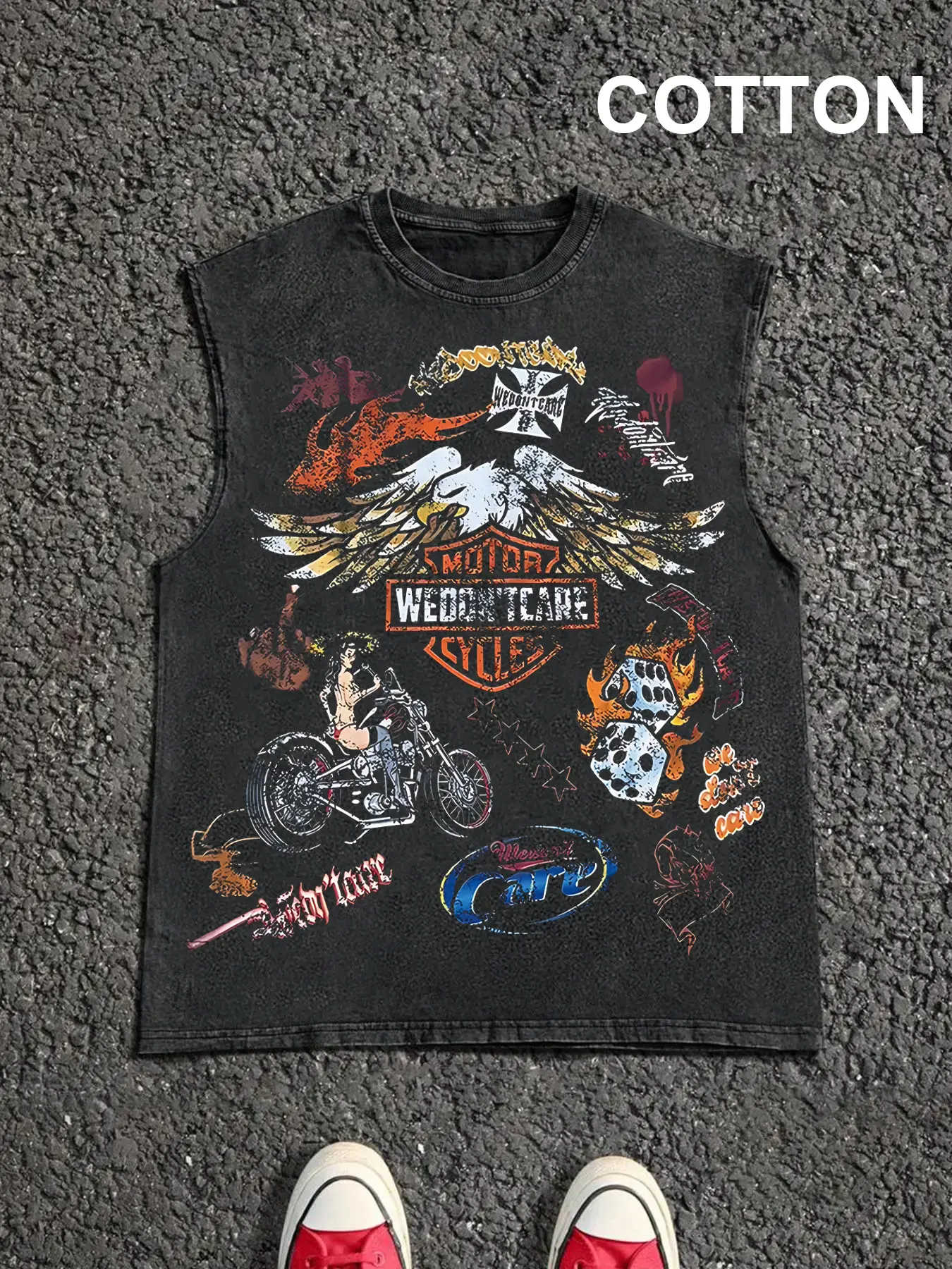 Men's Vintage Graphic Print Round Neck Tank Top, Casual Sleeveless Top for Summer, Men's Top for Daily Wear