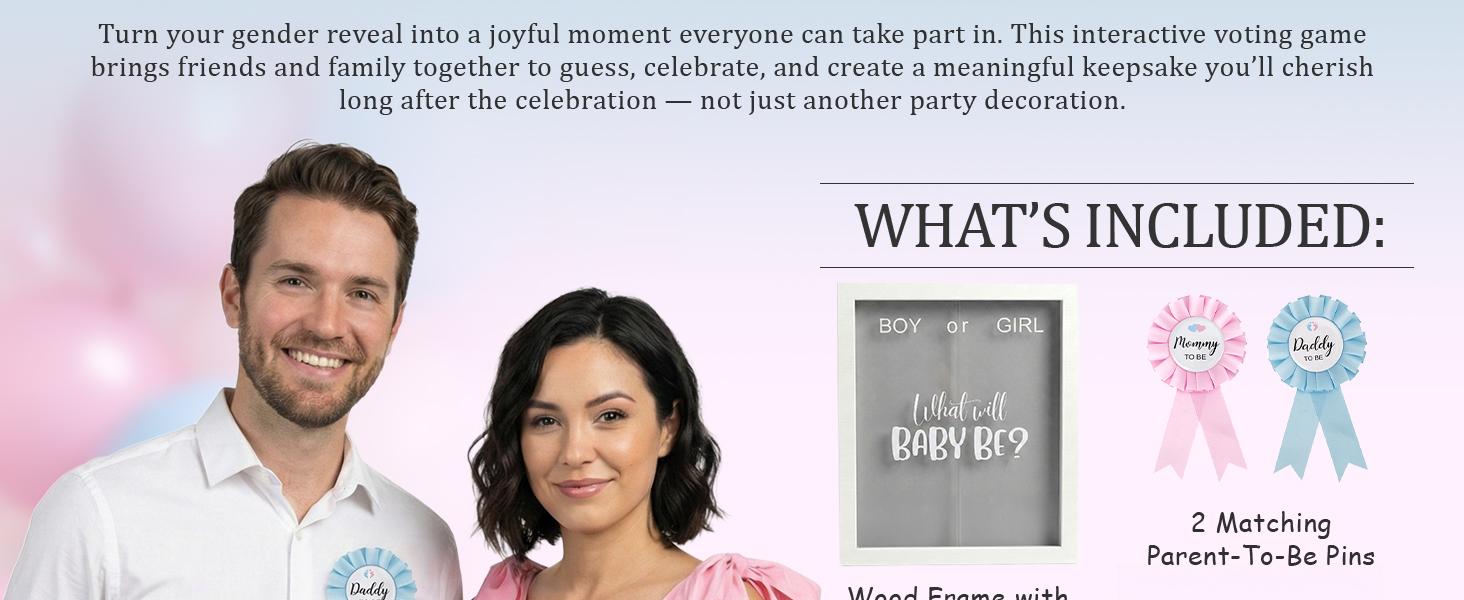 Gender Reveal Decorations for Party – Wooden Voting Board Game Keepsake, Baby Shower Gender Reveal Game, Guest Book Alternative, Cast Your Vote Boy or Girl, Gender Reveal Party Games for Guests