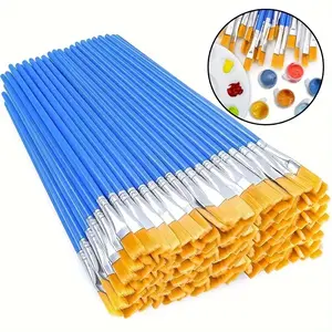 Painting Brush Set, 50pcs/set Art Round/Flat Hair Nylon Hair Paint Brush for Oil Acrylic Watercolor, Art Supplies for Kids & Artists & Beginners