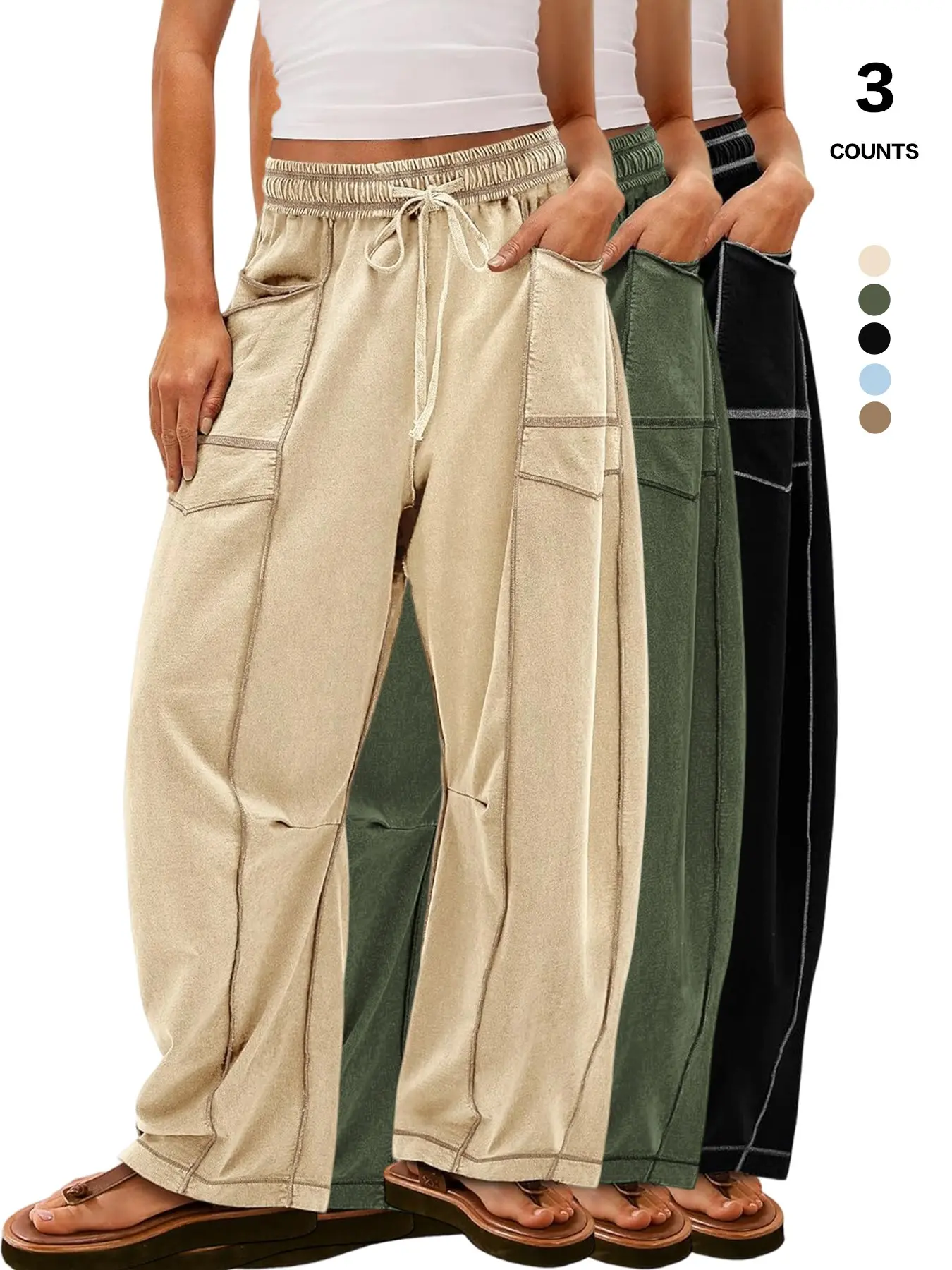 2026 Autumn Women's High Waist Cargo Pants, Casual Wide Leg Trousers, Ergonomic Design, Breathable, Ideal for Home Relaxation