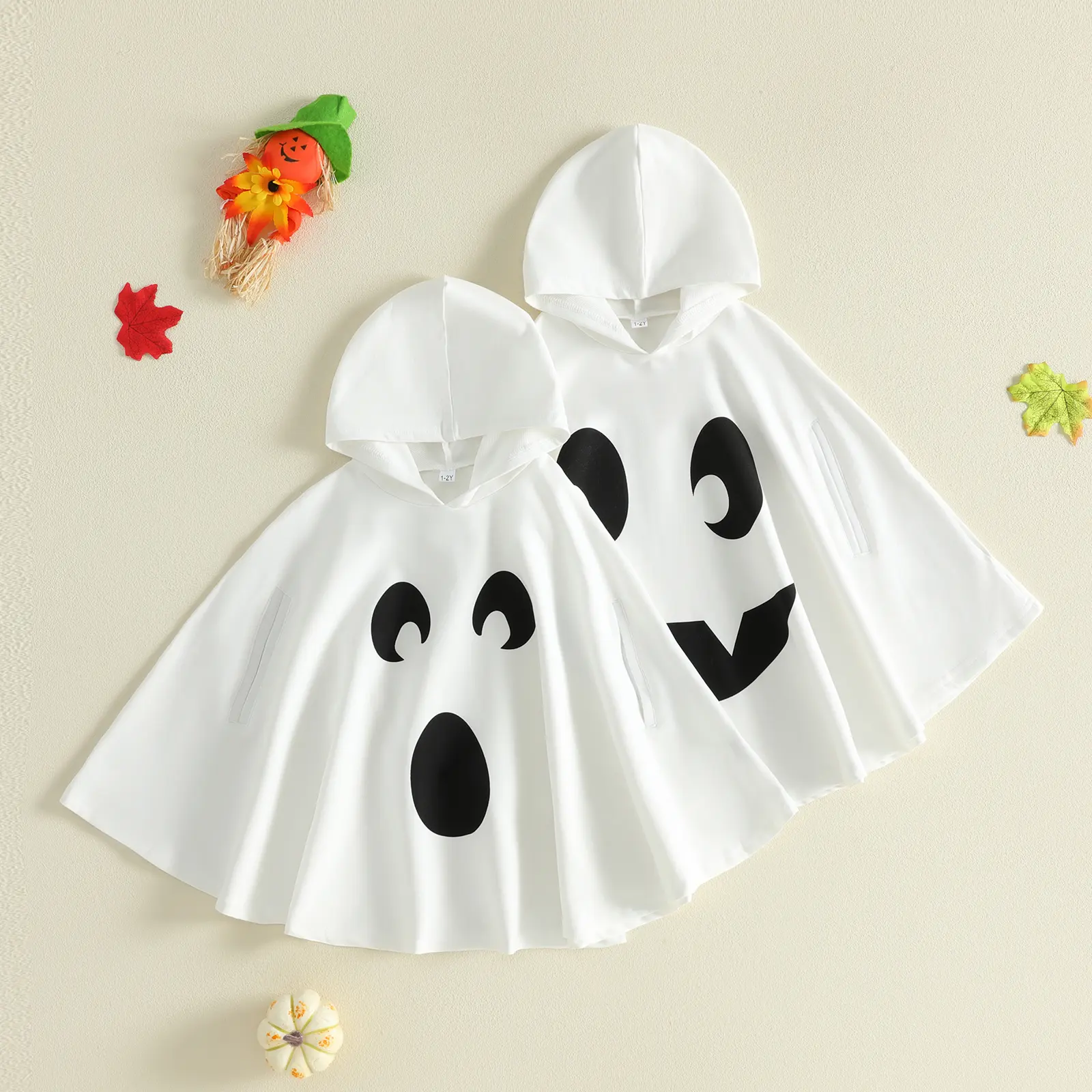 Kids Toddler Boy Girl Halloween Costume Cute Ghost Hooded Cape Poncho Fancy Party Cosplay Outfits