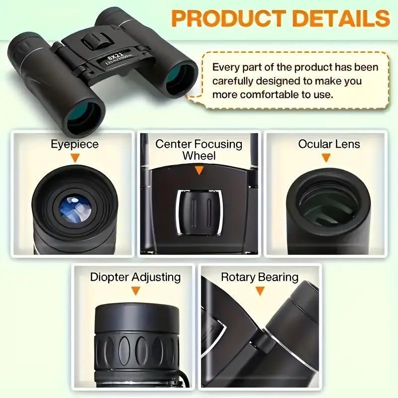 Portable HD Night Vision Binoculars, Handheld Folding Telescope, Durable Binoculars for Outdoor Hunting, Travel, Camping, Hiking, telescopes