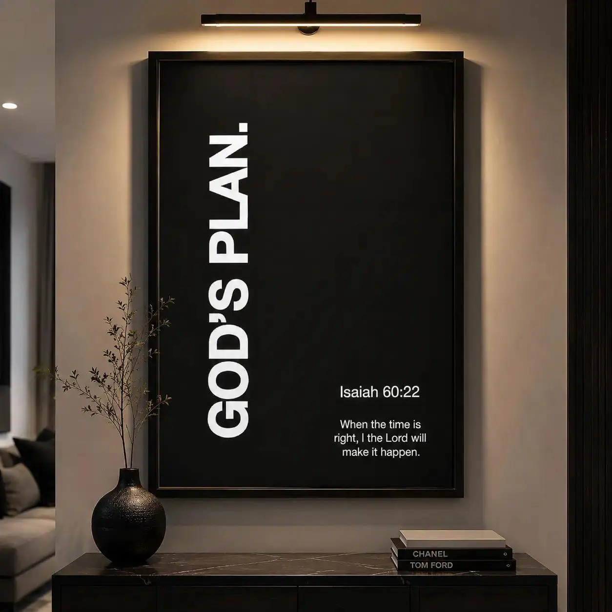 God's Plan Isaiah 60:22 Scripture Black-White Religious Canvas Wall Art - Framed/Unframed Prints, Christian Gift, Inspirational Home Office Bedroom Decor, Bible Verse Posters & Prints