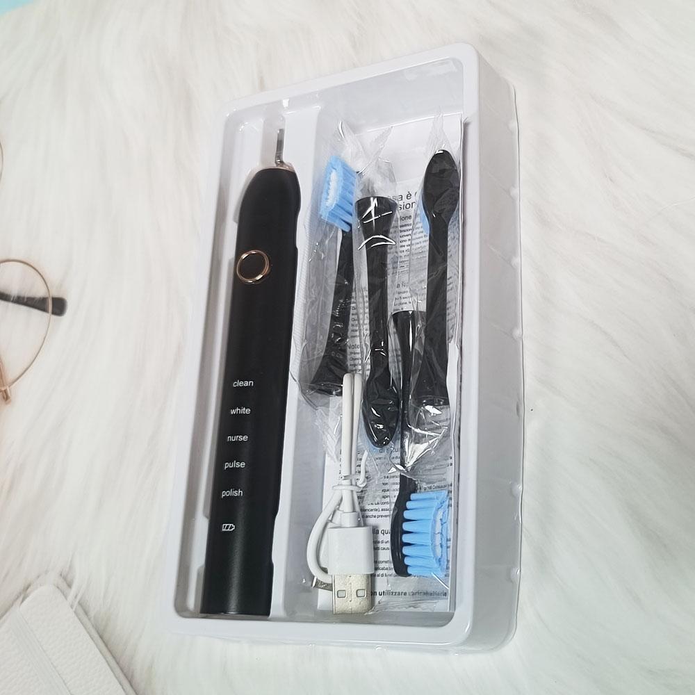 Electric Toothbrush USB Rechargeable, 4 Brush Heads, 5 Modes, Sonic Toothbrush, Christmas Gift, New Condition, Lithium Battery