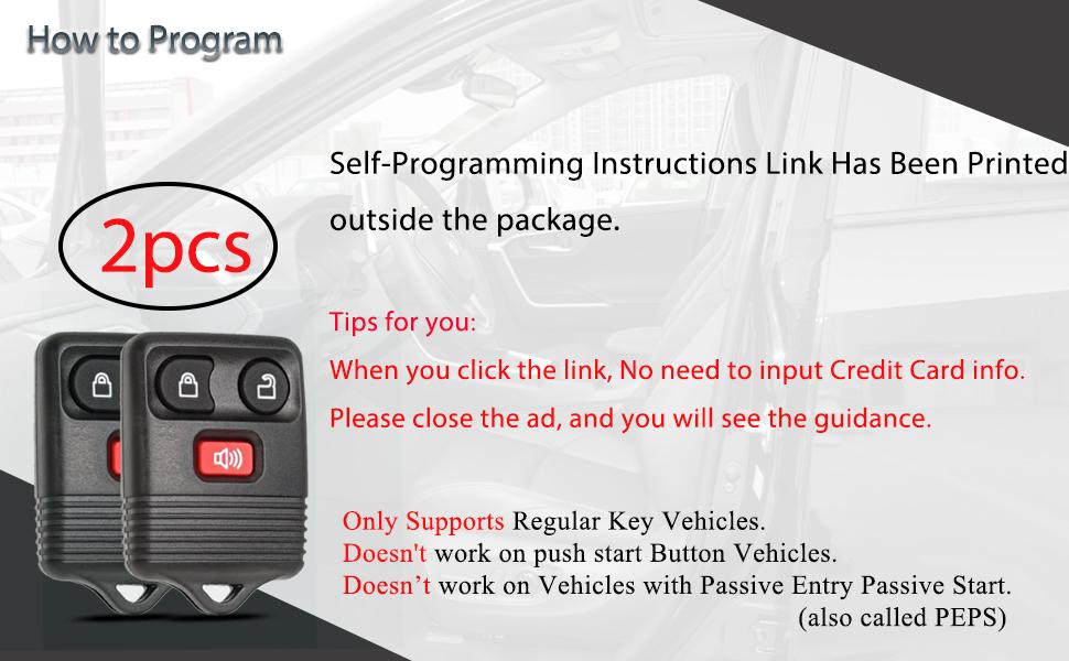 Key Fob Keyless Entry Fits for Ford F150 F250 F350 Explorer Expedition 1998-2016 / Ranger Escape Edge E150 Freestar / Lincoln Navigator Mazda 3 Button Remote Control Replacement CWTWB1U345