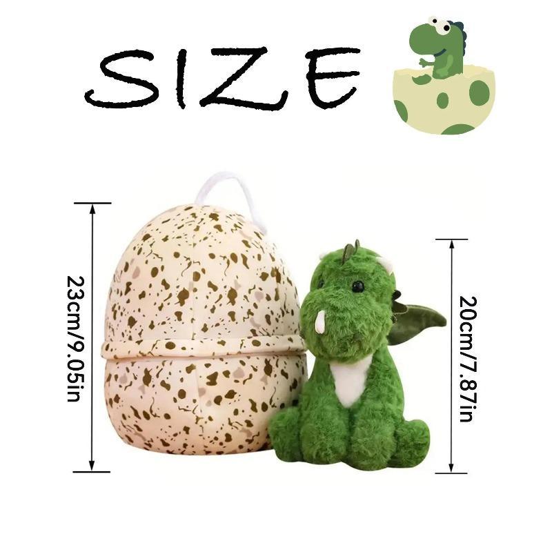 Dinosaur Egg Plush Toy, Soft Green Dragon Stuffed Doll with Egg Shell, Cute Reversible Plushie Gift for Kids & Dinosaur Lovers