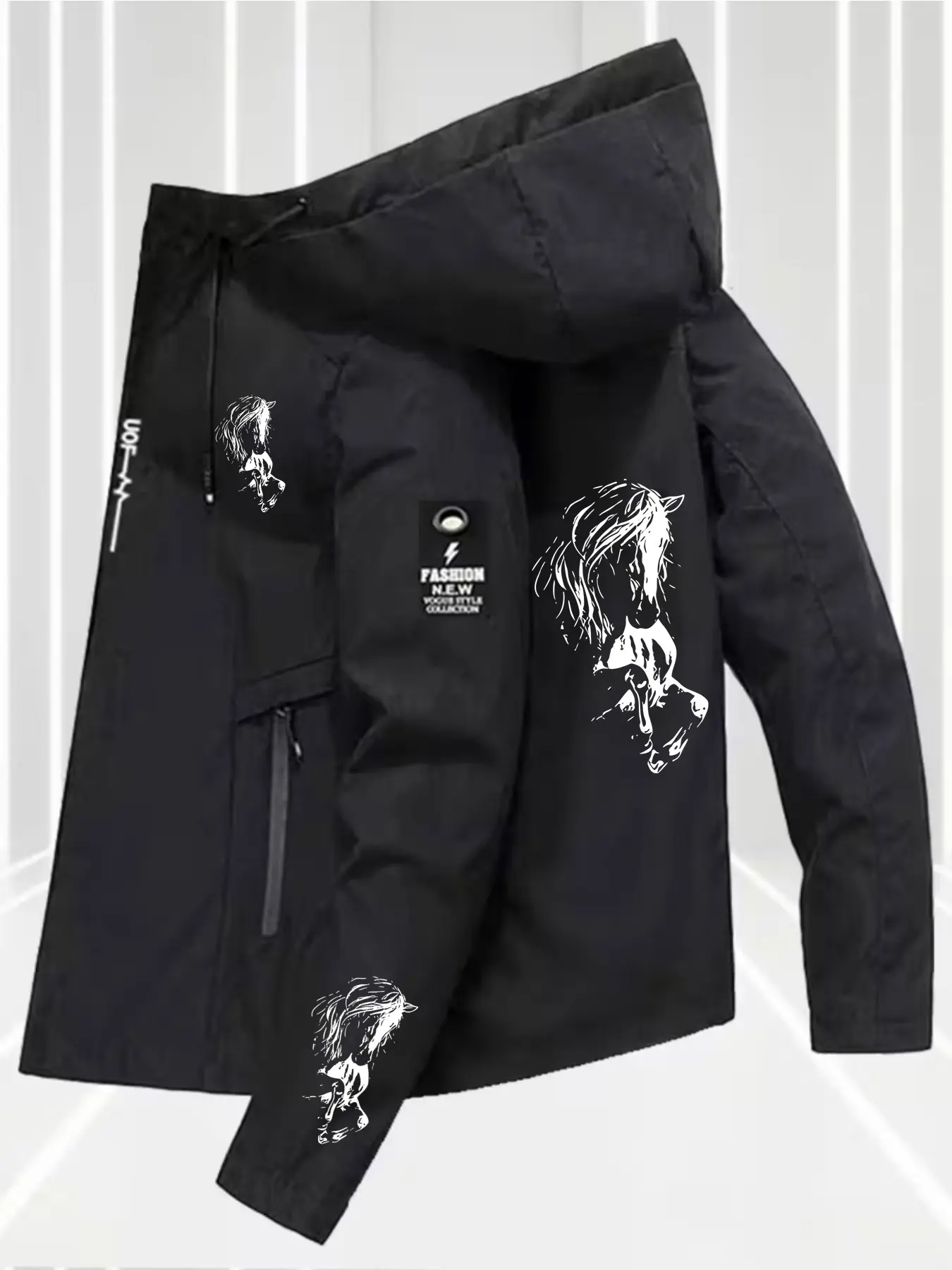 New Horseshoe Pattern Jacket, Unisex Design, All-Weather Outdoor Trekking Coat, Ideal for Outdoor Activities