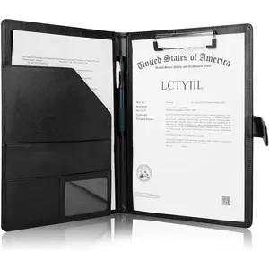 Faux Leather Padfolio Portfolio Folder Binder with Cover, A4 Notepad Holder, Business Portfolio for Resume, Legal Pad, Interview, Letter-size Padfolio for Women Men, Black