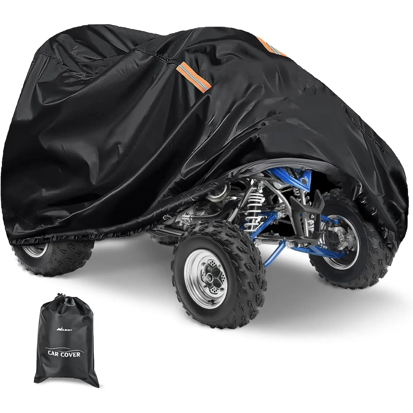 Nilight ATV Cover, 420D Heavy-Duty Ripstop Black Waterproof Reflective Cover with UV Protection, All-Season 82" L x 47" W x 45" 4-Wheeler Protector for Outdoor Cars/Golf Carts