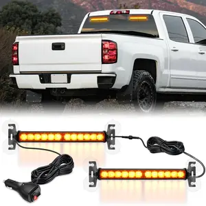 Nilight 24LED Emergency Strobe Traffic Advisor Light Bar 2 in 1 Amber Dash Warning Safety Flashing Lights Front/Rear Windshield Construction Lights for Trucks Cars Plow Police Firefighter Vehicles