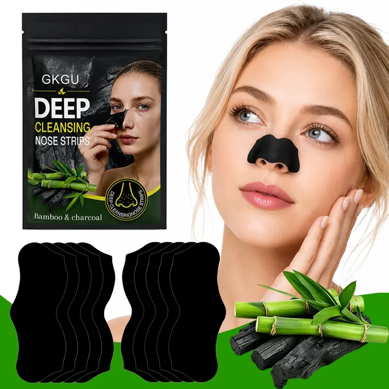 26pcs Bamboo Charcoal Nose Strip - Blackhead Removal, Deep Pore Cleaning Patch for Men and Women, Clearing and Purifying T-Zone, Tear off Oil Control Nose Patch