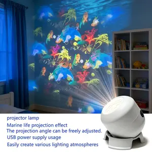 T6030-3-LED Ocean Projection Lamp, 360° Rotating Dynamic Night Light, USB Powered, Bedroom Game Room Living Room Atmosphere Light, Indoor Decor Light, Ceiling Atmosphere Light