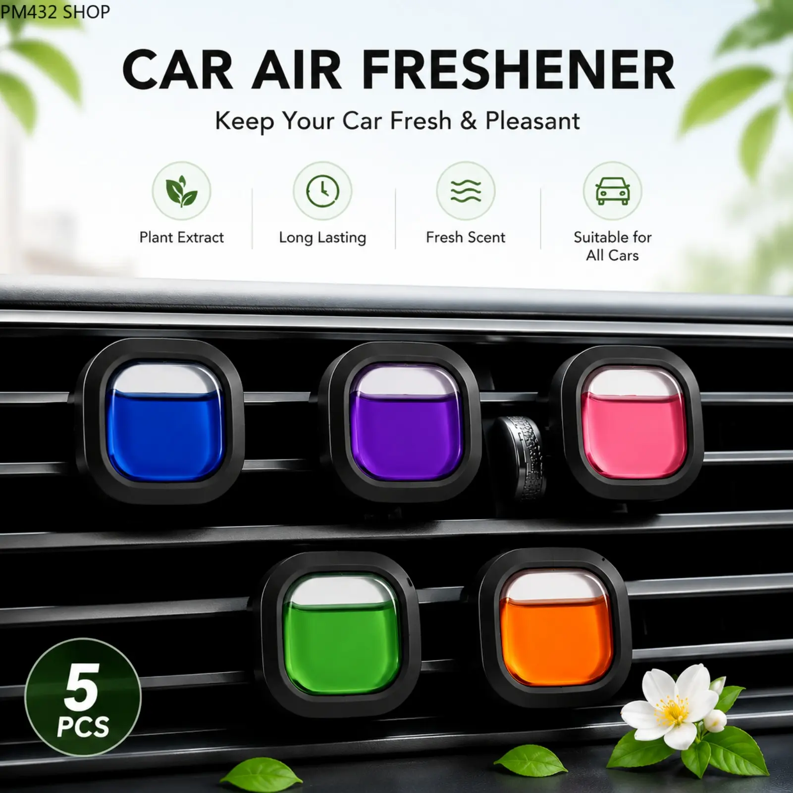 Car Air Vent Perfume Diffuser – Long Lasting Luxury Car Air Freshener Clip, Premium Interior Fragrance Aroma for Women and Men, Stylish Auto Essential Accessory