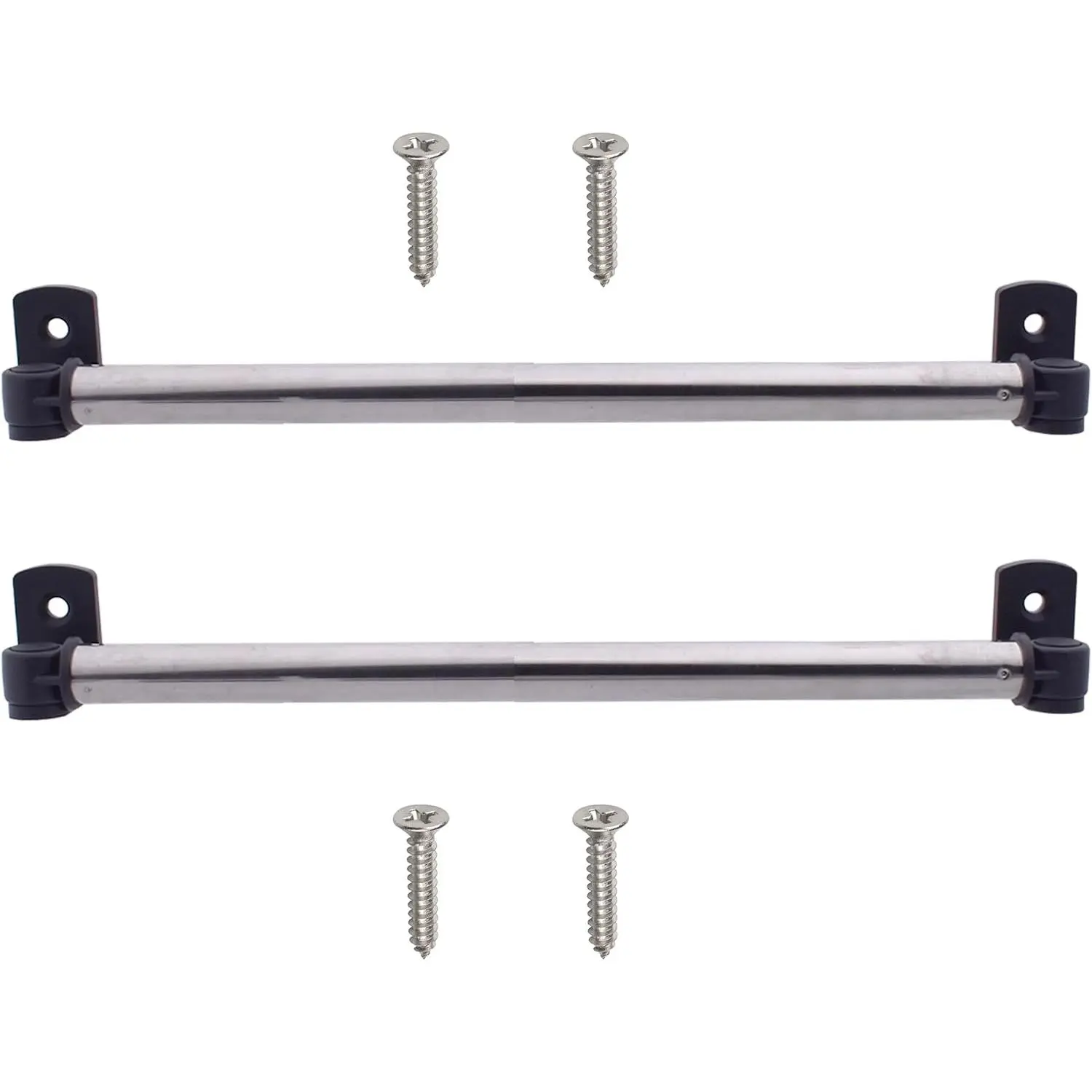 Type A 8" to 15" Swivel End Window Curtain Sash Rod for Top & Bottom Doors & Sidelights Petite Café Sidelight Rods W Screws (Black-2)