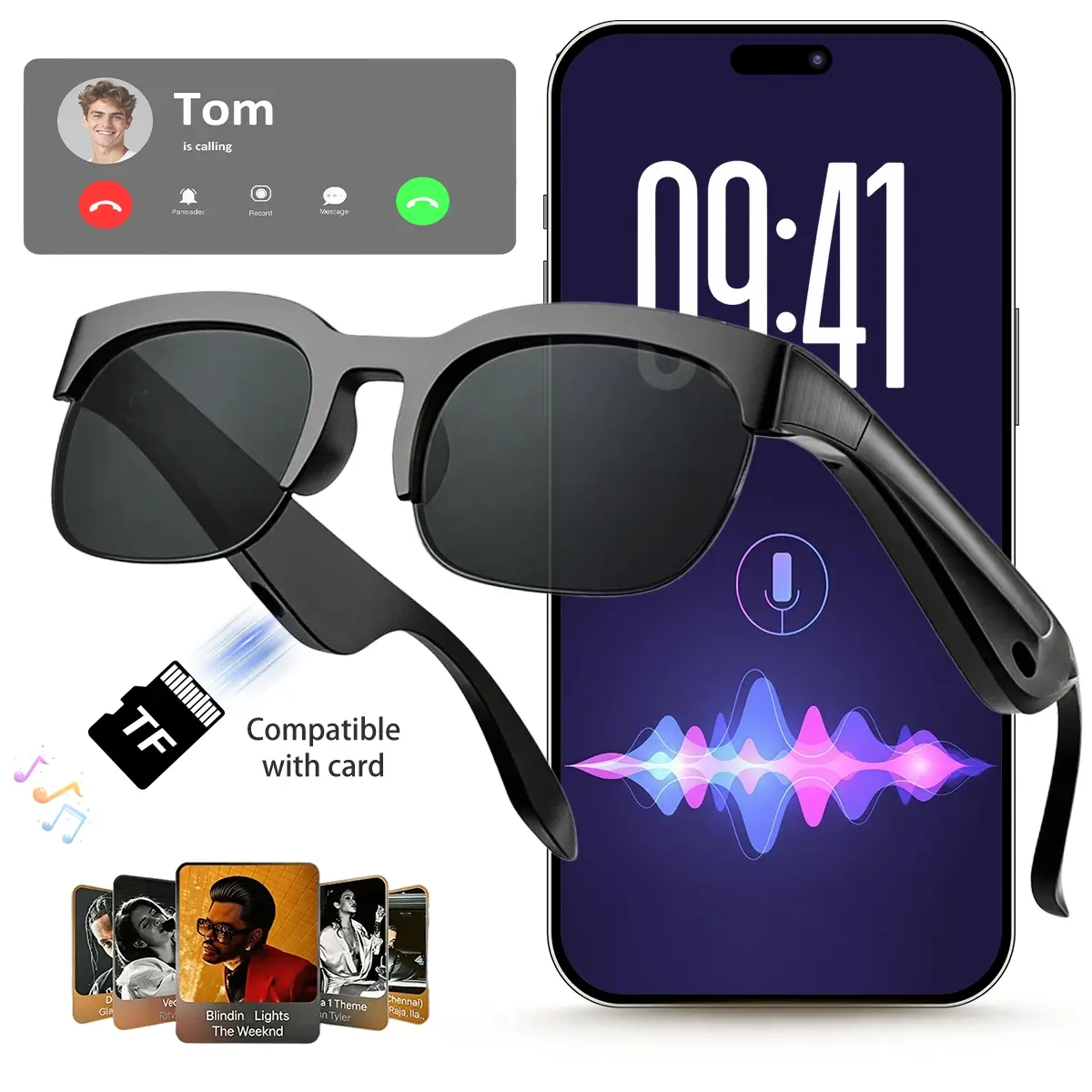 AI Smart Bluetooth Glasses, 130+ Real-time Language Translation, UV Protection, Long-range Battery Life, Great for Travel, Driving & Business Occasions, Smart Glasses Sunglasses