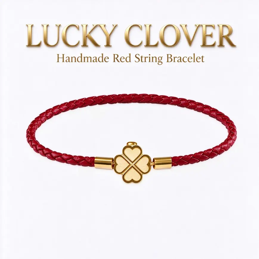 Women's Minimalist 3mm 4-Leaf Clover Stainless Steel Wire Rope Bracelet - Enamel Lucky Charms, Waterproof Braided Cord, All Seasons Everyday Wear Female Costume Jewelry Gift