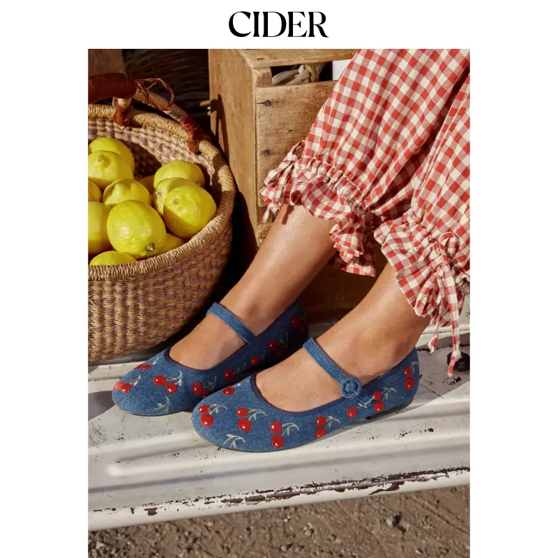Cider CHERRY EMBROIDERED MARY JANE FLATS SohoChic Cider CHERRY EMBROIDERED MARY JANE FLATS SohoChic