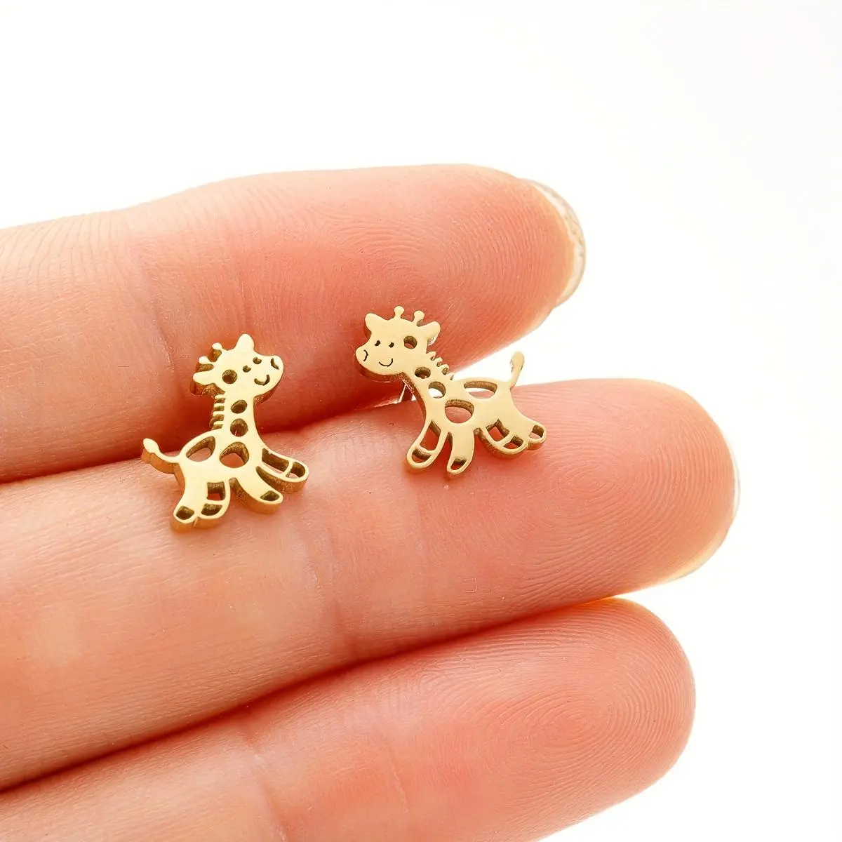 1 Pair Stainless Steel Giraffe Stud Earrings, Birthday Gift
