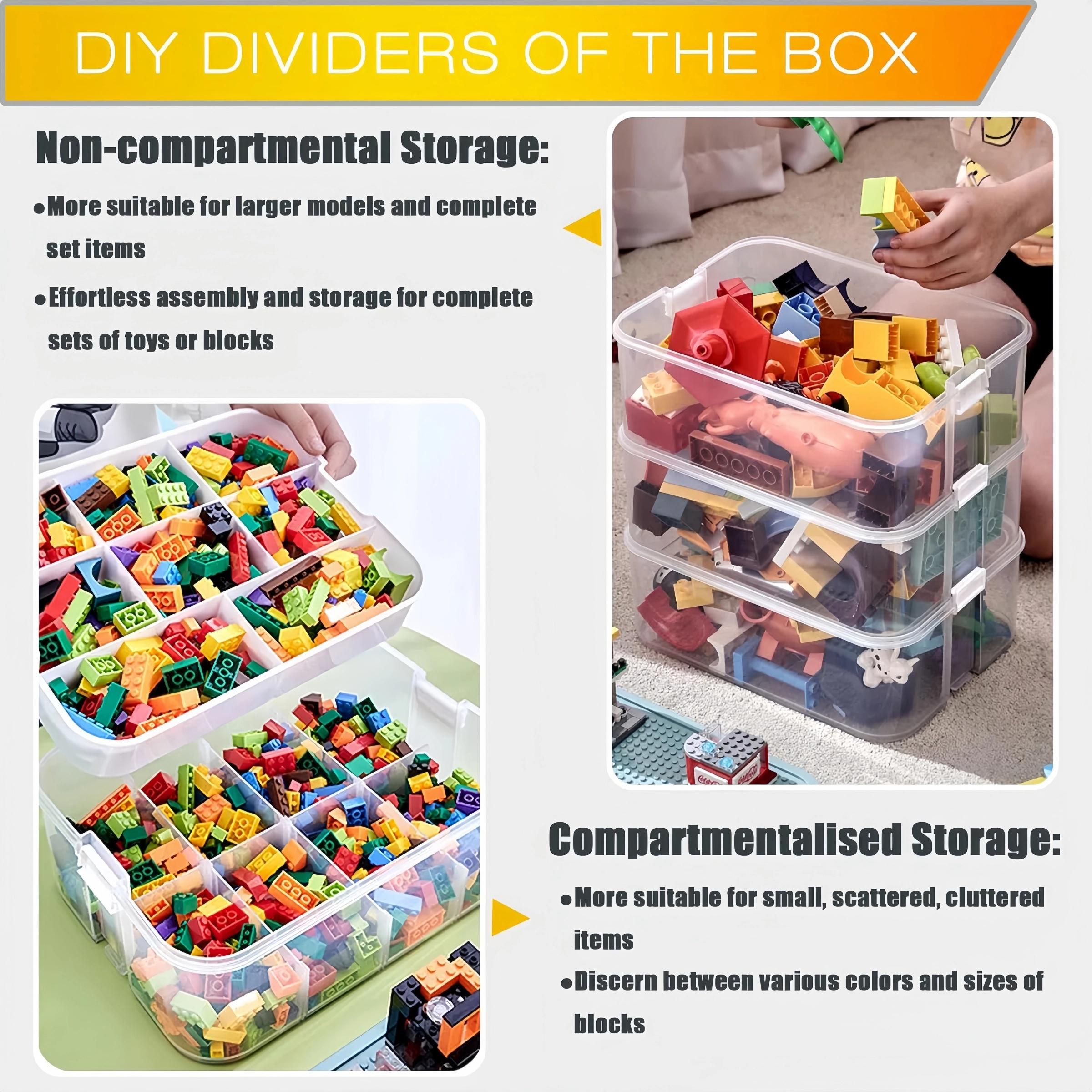 1 large particle building block storage box, super large capacity parts sorting bucket, 3-layer stackable storage box, suitable for home organization, ideal for bedrooms and game rooms, Multilayer Storage, Multifunctional Storage Bin