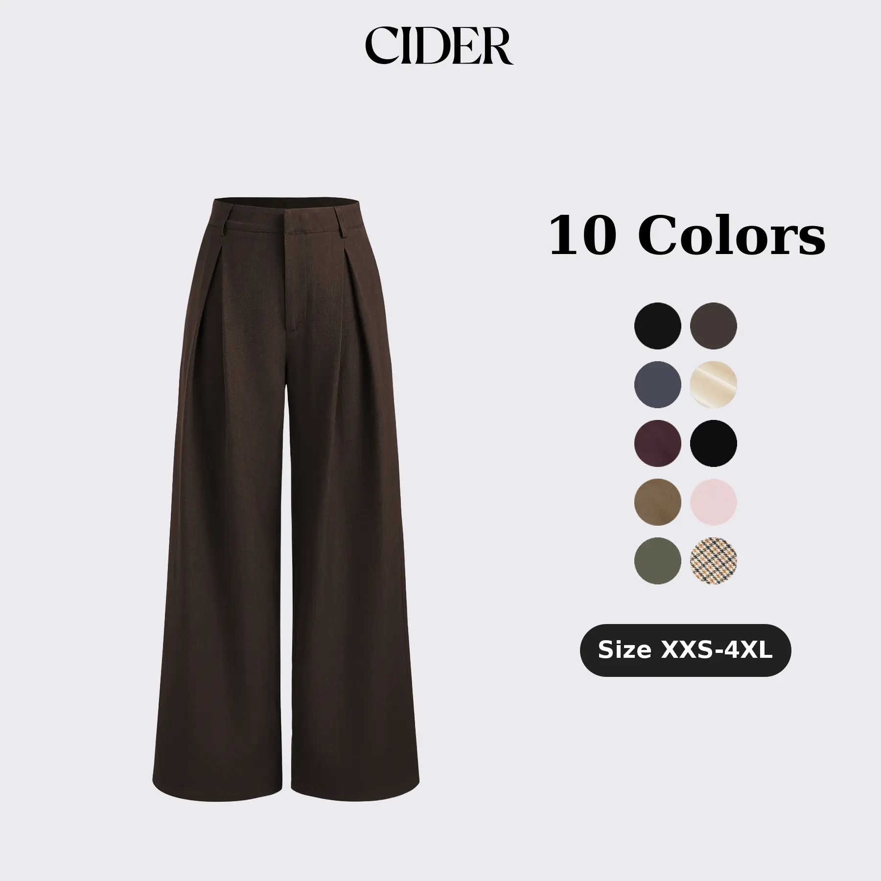Cider Mid Rise Straight Leg Pleated Trouser