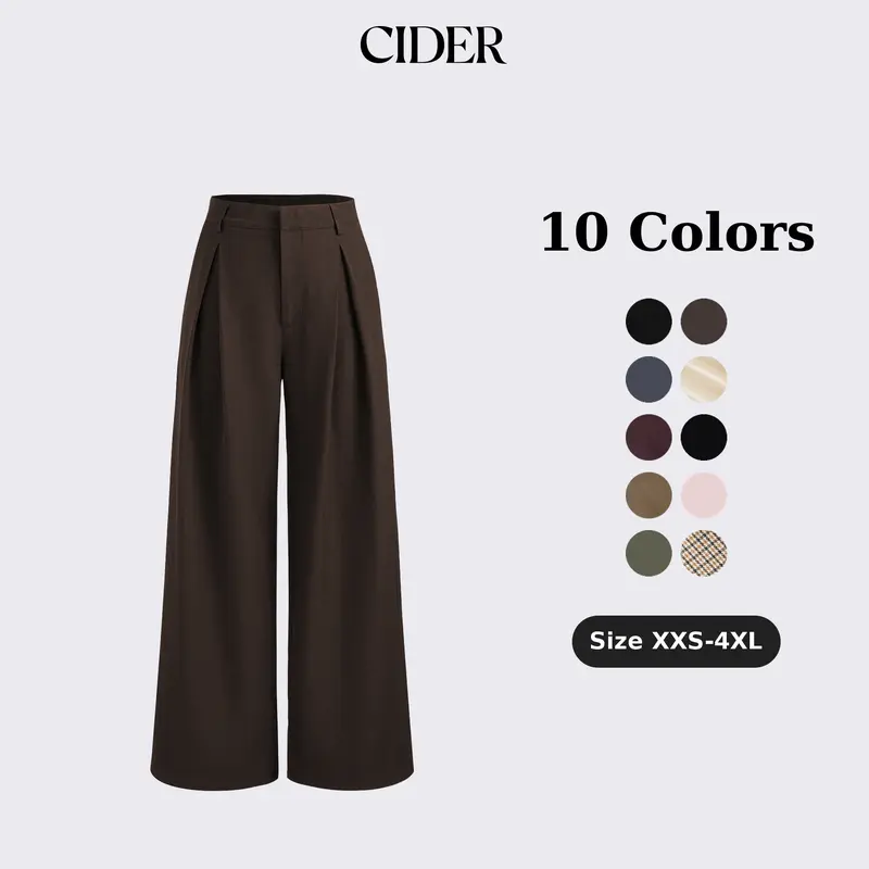 Cider Mid Rise Straight Leg Pleated Trouser