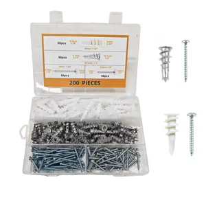 Self-Drilling Drywall Expansion Screw Kit, 200-Piece Picture Hanging Tool Set, Ideal for Frames, Curtain Rods, Artwork Suspension