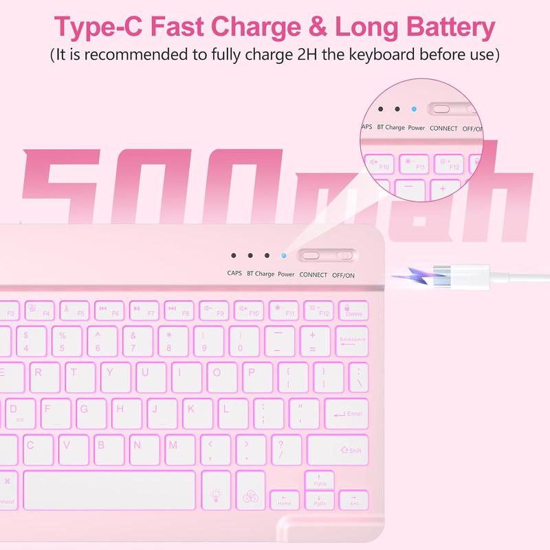 for iPad A16 11th 10th Generation Case with Keyboard - 7 Colors Backlight Detachable Folio Keyboard Case for iPad (A16) 11th Gen 2025 & 10th Gen 10.9 inch 2022,  Wake/Up, Light