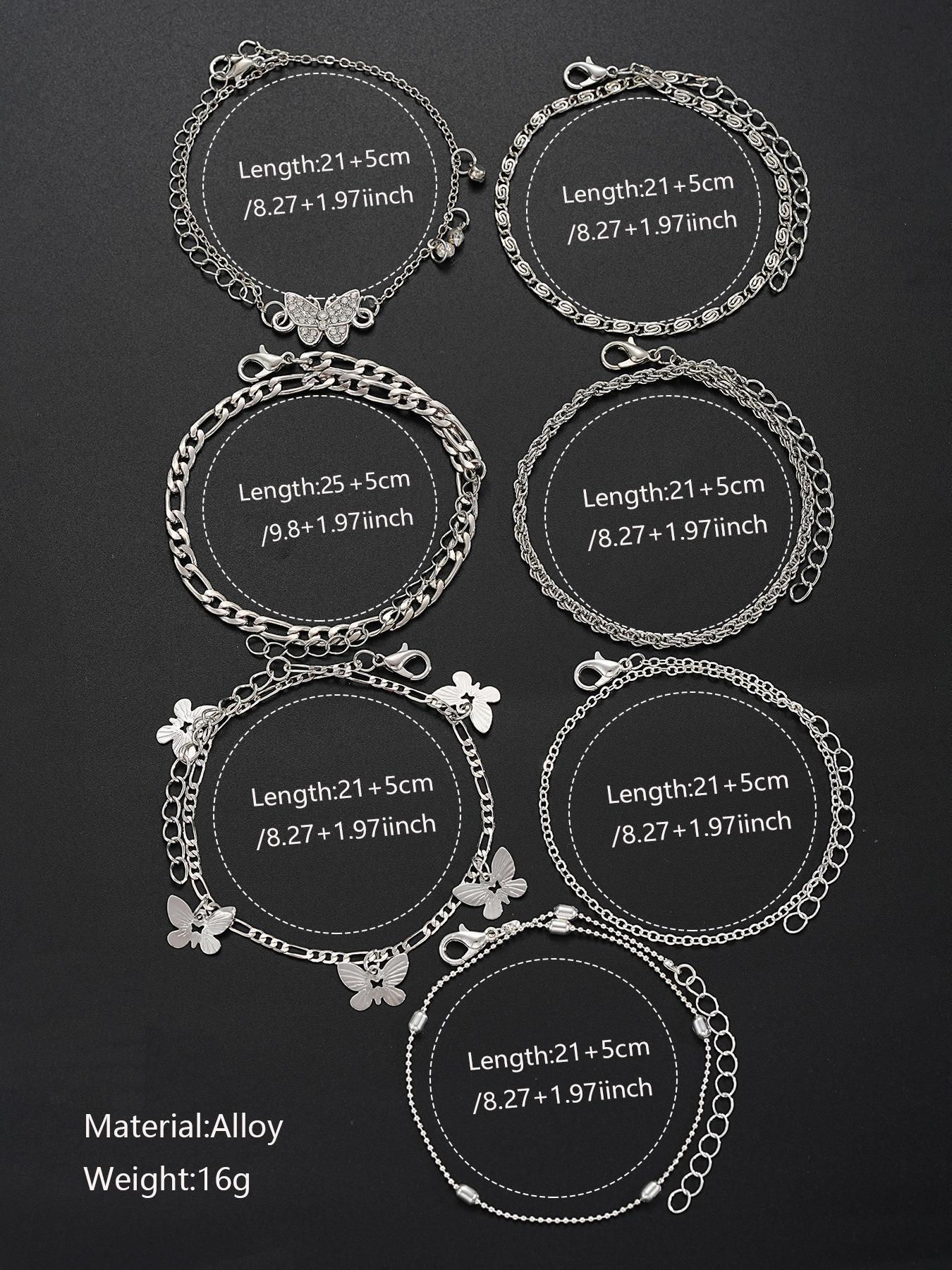 Women's Fashion Charming Butterfly & Heart Shape Anklet Set, Plain Elegant Zinc Alloy Anklet, Trendy Body Jewelry for Women & Girls, Holiday Gifts