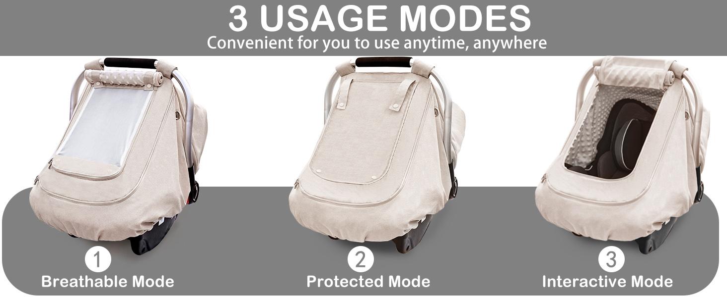 Waterproof Baby Car Seat Cover, Patented Cold Weather Carseat Cover for Babies,Infant Car Seat Cover Canopy for Boy Girls, Keeps Babies Warm and Cozy (Beige)
