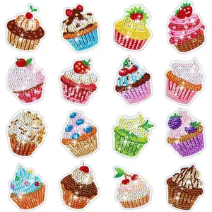 16 Pcs Diamond Painting Magnets DIY Diamond Painting Kits for Gem Art Magnet Refrigerator Stickers for Beginners Adults DIY Crafts Home Decors Party Birthday Gifts(Cupcake)fidget toys