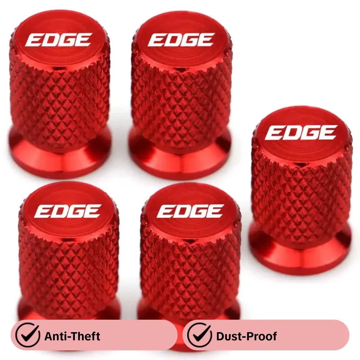 Ford Edge 5pcs Aluminum Alloy Tire Valve Stem Caps, Tyre Caps, Metallic Texture, Anti-Theft & Dust-Proof, Enhances Wheel Aesthetics, Automotive Accessories, Car Accessories