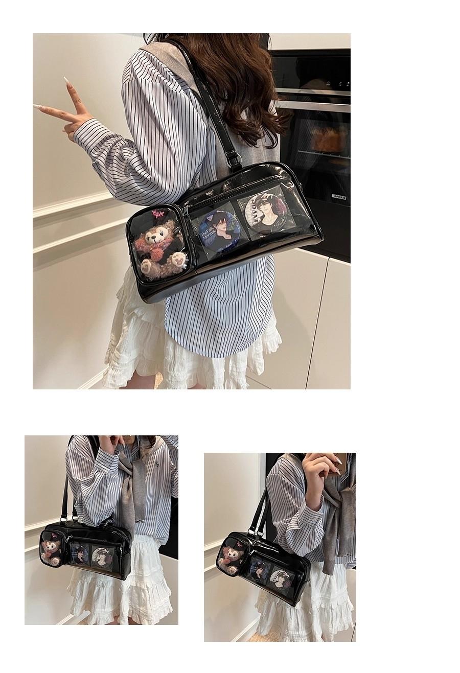 New Y2K Cute Ita Bag Large Capacity Fashion Shoulder Bag Lolita Girls Transparent Cosplay Underarm Bag DIY Badge Display Handbag