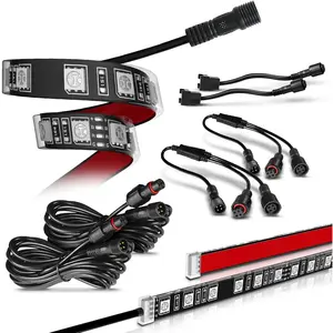 Aura Single Row Expansion Pack - 2 count 12" RGB Multicolor LED Strips w/Splitters and Extension Wires for Interior, Wheel Well, Grille, Golf Cart, , Boat Underglow Lights