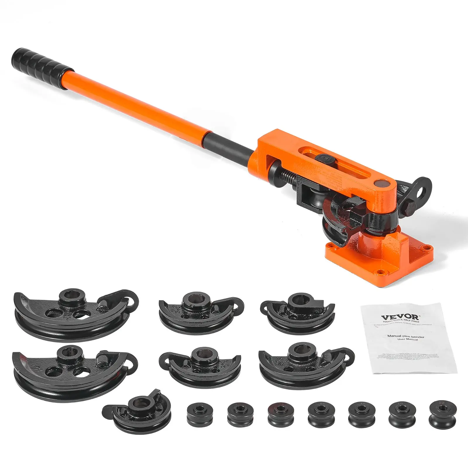 【DealsForYouDays】VEVOR Pipe Tube Bender, 3/8" to 1" OD Manual Pipe Tube Bender with 7 Bending Dies, 180 Copper Aluminum Pipes Bending Tools for HVAC Air Conditioning Refrigerator Auto Repair