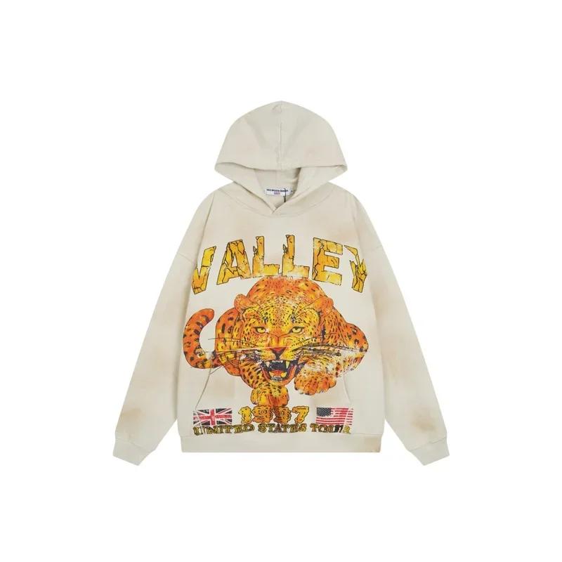 Ebb Supply Red Washed VALLEY Oversized Hoodies Men Women American Pure Cotton Vale Embroidered Logo Zip Jackets Casual Outerwear