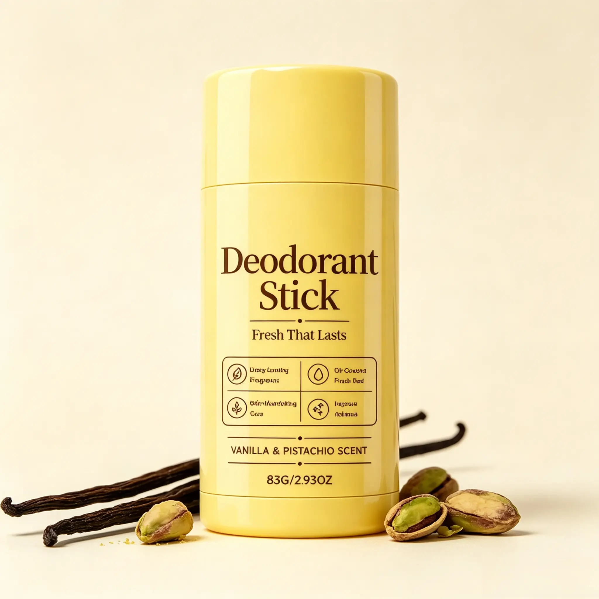 Deodorant Vanilla & Pistachio Fresh That Lasts | 24 Hour Odor Control, No Aluminum, Baking Soda, Parabens, Phthalates, Ethanol | Brightening & Smoothing for Dark Underarms with Kojic Acid & Turmeric | Korean Skincare