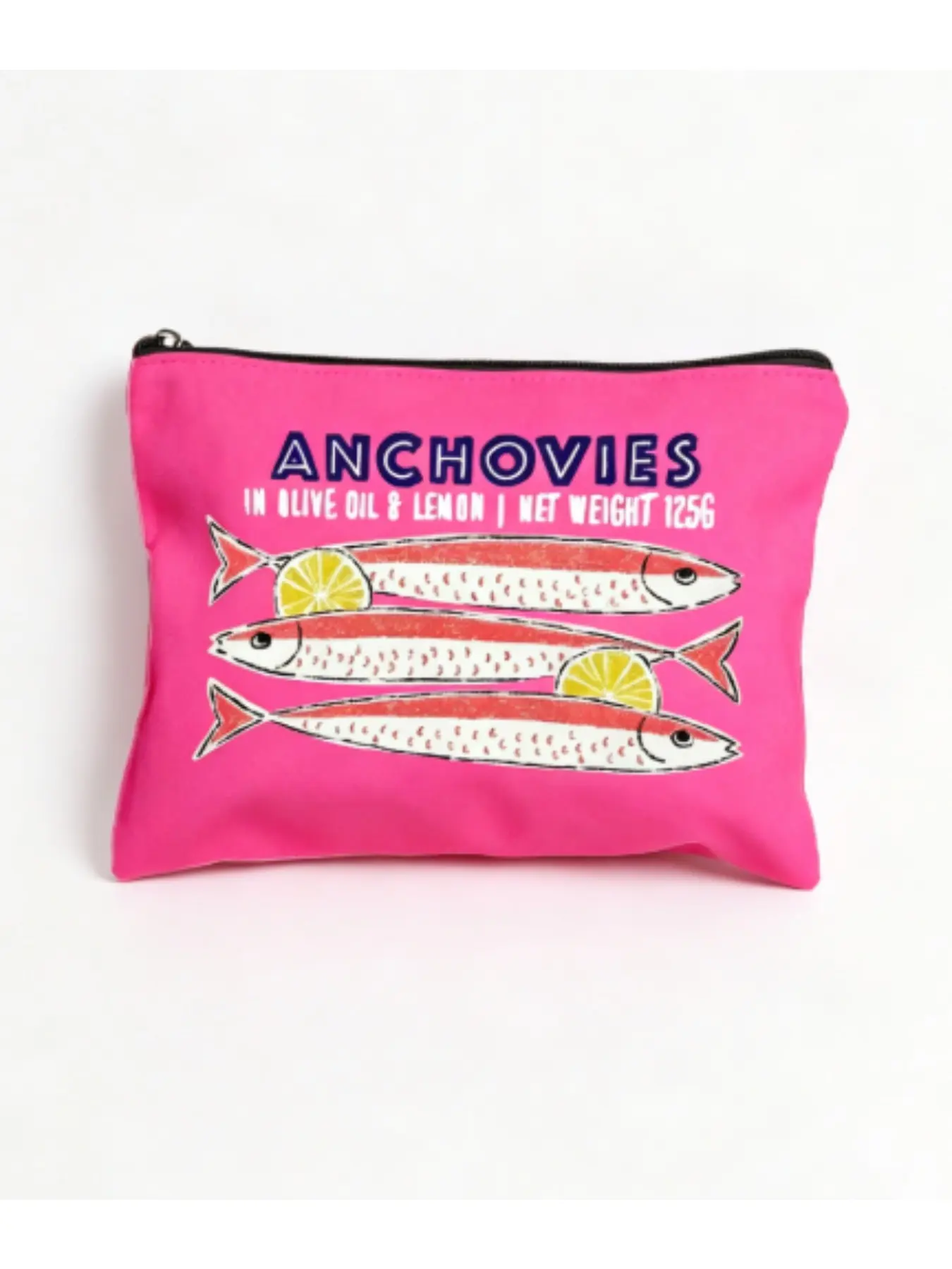 Vintage Sardine Makeup Bag, Unisex Mini Polyester Travel Wash Kit, Low Allergy Zipper Design, Fish Print Accessory Handbag, Essential for School & Commute