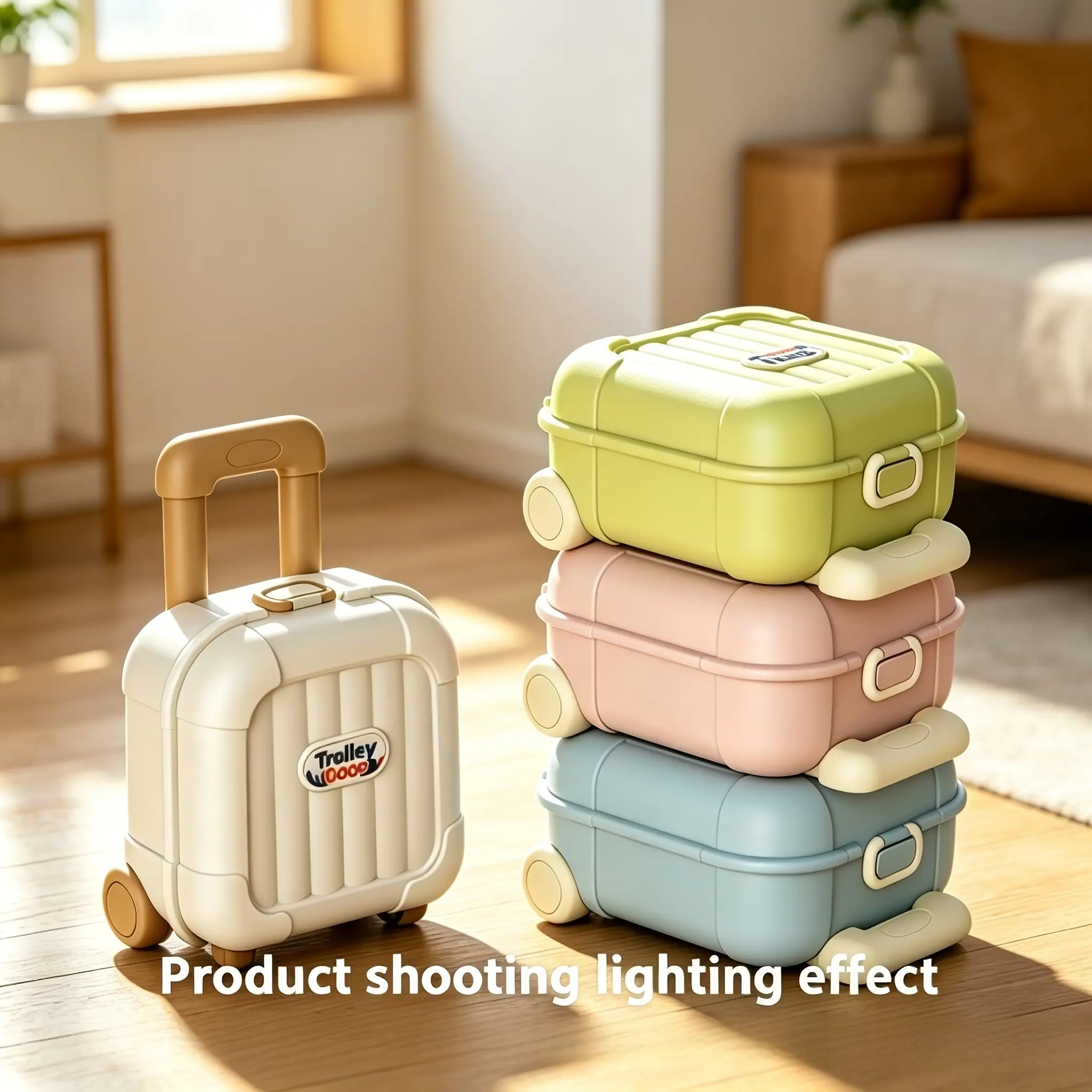 Square Compact Small Trolley Luggage Vertical Stripe Gift Box, Portable Wheeled Storage Box, Suitable for Birthday Gifts, Holiday Gifts