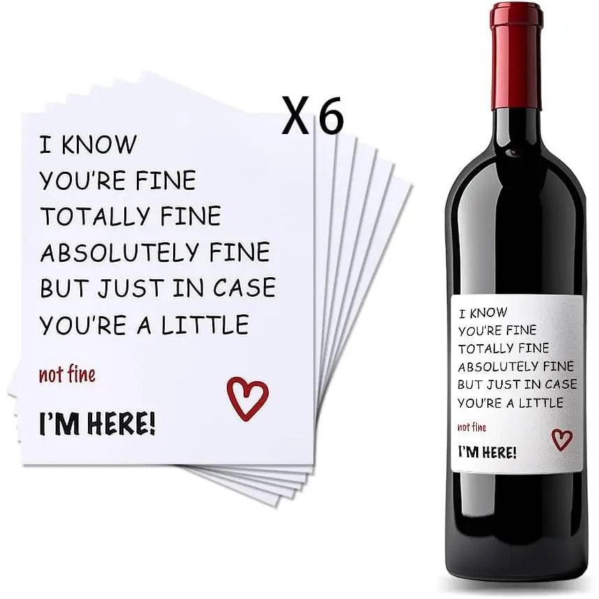 6PCS Funny Motivational Wine Bottle Labels Stickers, Encouraging Personalized Gifts for Women-Men, Motivation