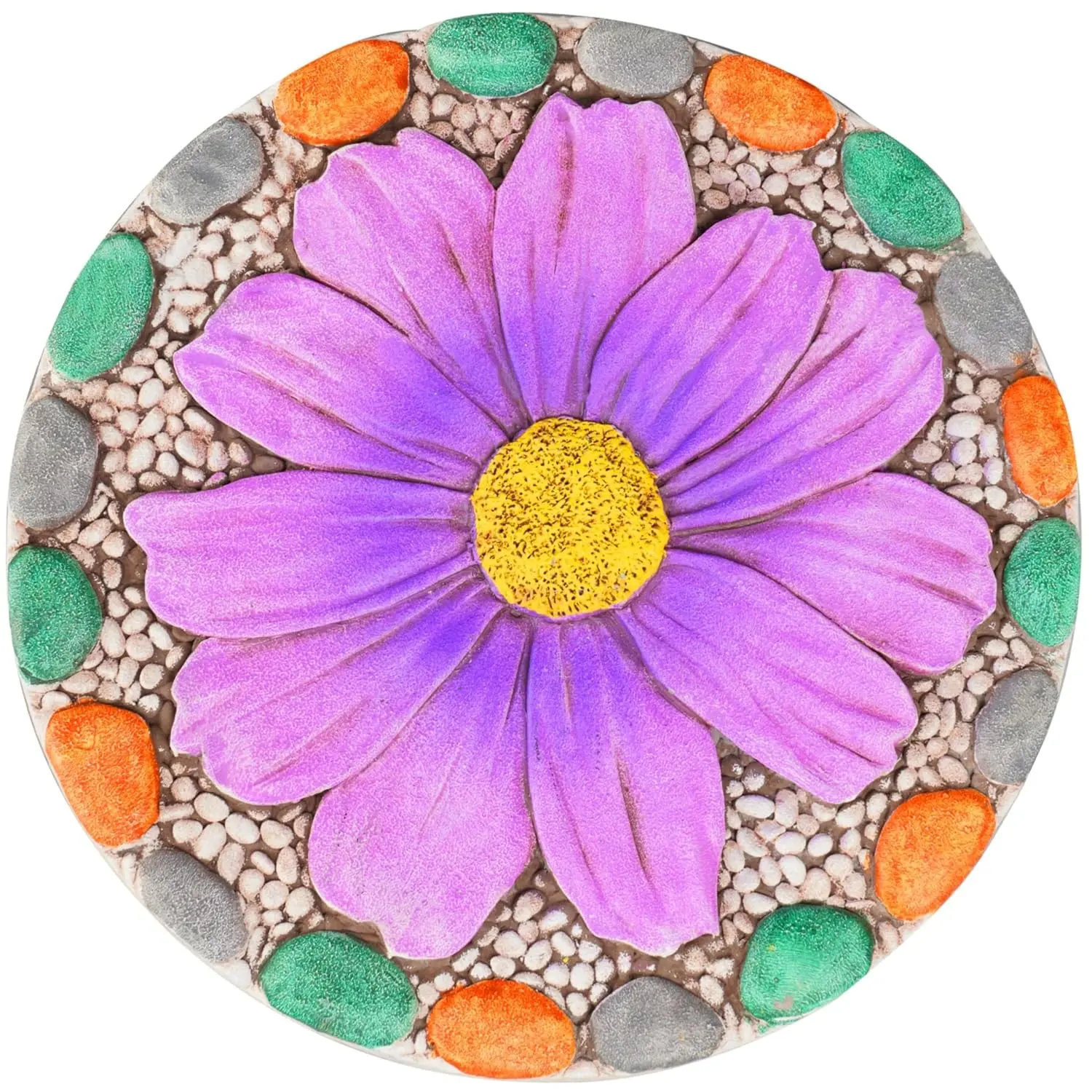 Cement Garden Stepping Stones - 10x10x0.75in Round Decorative Yard Stones, Secure Walkway Accents, Outdoor Garden Decor, Gifts for Women, Cement Stone
