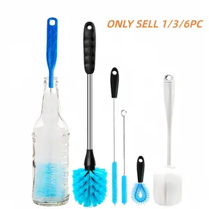 1/3/6 Pcs Kitchen Cleaning Brush Set, Long Handle Bottle Cleaning Brush Suitable for Cleaning Water Bottles, Glasses, Narrow Cup Straws, Bottle Brush Cleaner