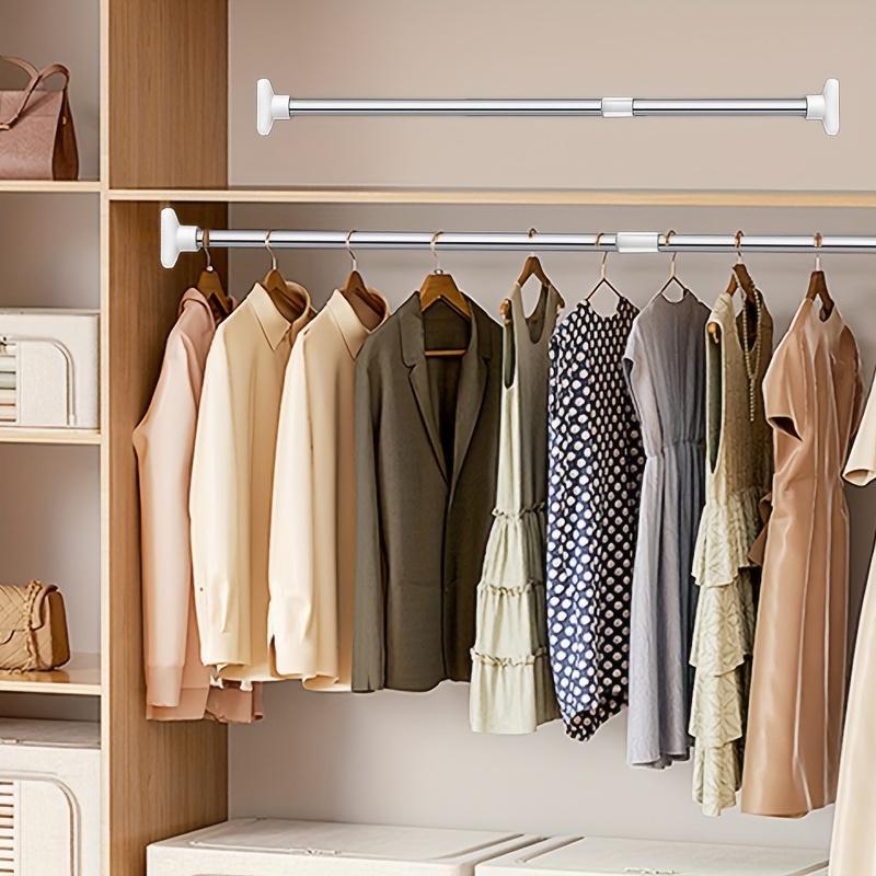 Telescopic Metal Closet Rod, 1 Count Plastic Clothes Drying Rack, Durable Punch-free Curtains Rack, Multi-purpose Hanging Rack for Living Room, Laundry, Balcony, Durable Sturdy Rack